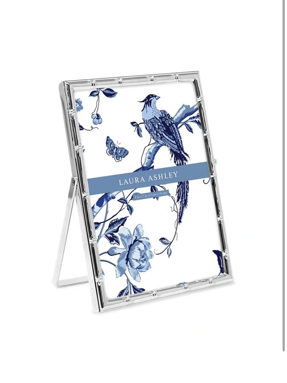 Silver Metal Bamboo Vertical Picture Frame with Pull-Out Easel Stand